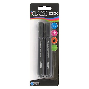 Ulmann Classic Permanent Markers, Black, 2 PCS