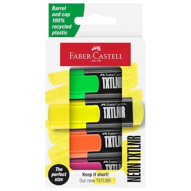 Faber-Castell Mini Highlighter Set, Super-Fluorescent Assorted, 4 PCS