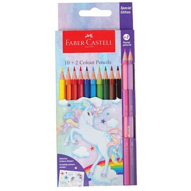 فابر كاستل مجموعة أقلام تلوين يونيكورن بألوان باستيل، 12 لونًا