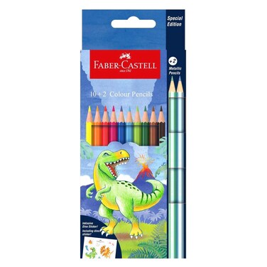 Faber-Castell Dinosaur-Theme Colored Pencils, 12 Pieces