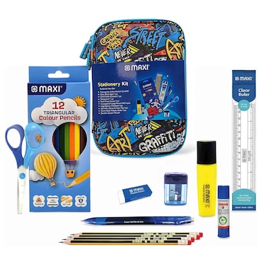 ماكسي مجموعة مقلمة  مزدوجة السحاب من مادة EVA، لون سماوي