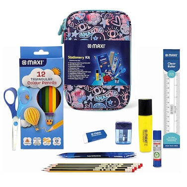 Maxi Double Zipper EVA Pencil Case Set, Turquoise