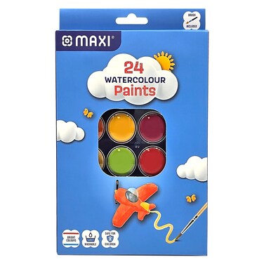 Maxi Water Colour Paints, 24 Colours
