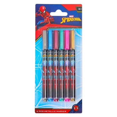 Marvel Spider Man Printed Metallic Marker, 6 PCS