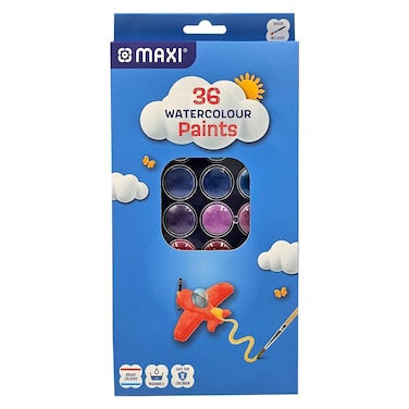 Maxi Water Colour Paints, 36 Colours