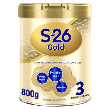 S-26 Gold 3 Stage 3, 1-3 Years Milk Powder Tin for Toddlers, 800g