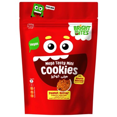 Bright Bites Mega Tasty Mini Cookies Peanut Butter Cranberry Vanilla Flavor, 100g