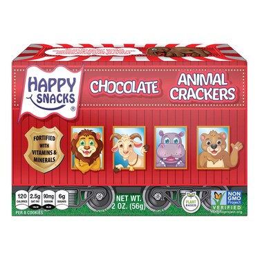 هابي سناكس علبة مقرمشات على شكل حيوانات بالشوكولاته، 56 غرام