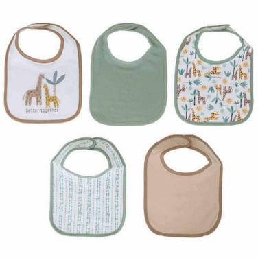Nurtur Cotton Feeding Baby Bibs Mixed Print, Pack of 5