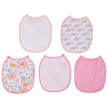 Nurtur Cotton Baby Bibs Pink Assorted Print, Pack of 5