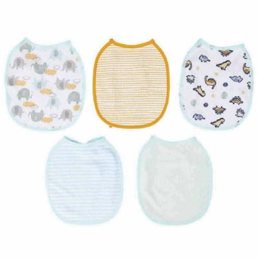 Nurtur Cotton Baby Bibs Blue Assorted Print, Pack of 5