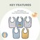 Nurtur Cotton Feeding Baby Bibs Blue Dino Print, Pack of 5