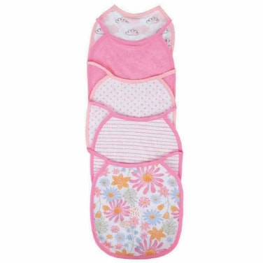 Nurtur Cotton Baby Bibs Pink Floral Print, Pack of 5
