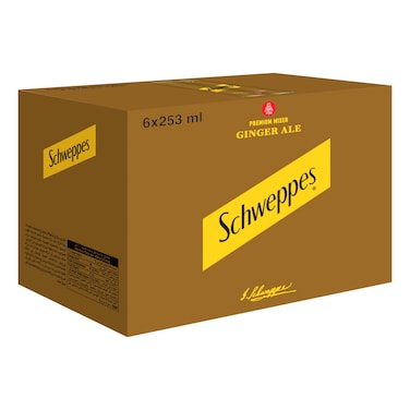 Schweppes Ginger Ale Mixer Drink Can, 253ml Pack of 6