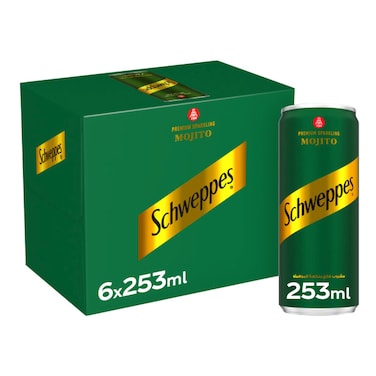 شويبس مشروب غازي بنكهة موخيتو، علبة 253 ملل، حزمة من 6