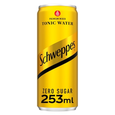 Schweppes Zero Sugar Tonic Water Mixer Drink Can, 253ml