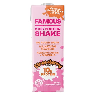 Famous No Added Sugar Strawberry Flavour Kids Protein Shake, 250ml