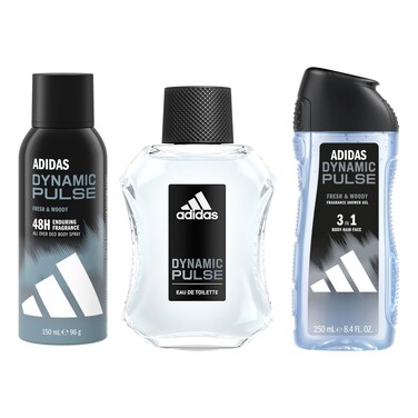 Adidas Dynamic Pulse Eau De Toilette, 100ml + Adidas Dynamic Pulse Deodorant Body Spray, 150ml +  Dynamic Pulse 3-in-1 Shower Gel, 250ml