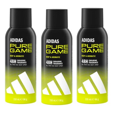 Adidas Pure Game Deodorant Body Spray, 150ml Pack of 3