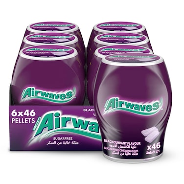 رينغليز حلوى إيرويفز بنكهة الكشمش الأسود والمنثول، 64 غرام، حزمةمن 6 قطع