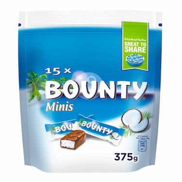 Bounty Chocolate Minis , 15 Mini Chocolate Bars, 375g
