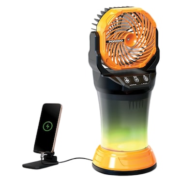 Porodo 4-Speed Mist Fan, Orange, LED Display, 15000 mAh