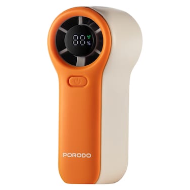 Porodo Handheld Turbo Fan with LED Display, White and Orange