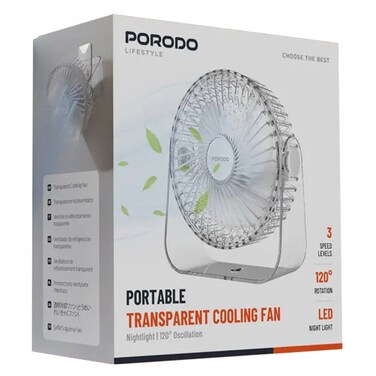 Porodo Transparent Cooling Fan with LED Light