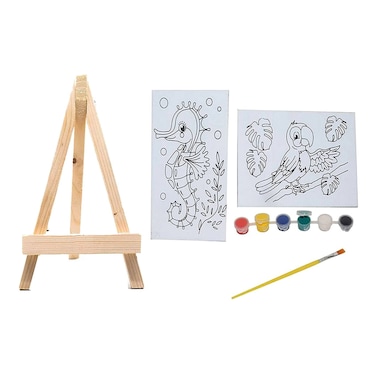 X Canvas Board Stand with Brush and 6 Colours