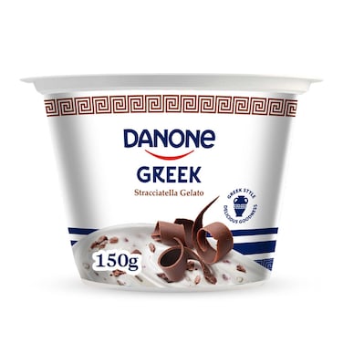 دانون زبادي يوناني جيلاتو بقطع الشوكولاتة، محضر من حليب أبقار طازج 100٪، 150 غرام