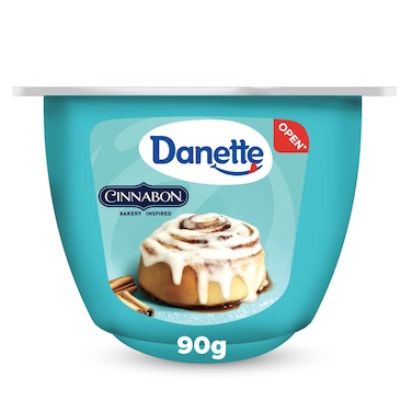 Danette Cinnabon Pudding Dessert, Creamy Custard Made with 80% Milk, 90g