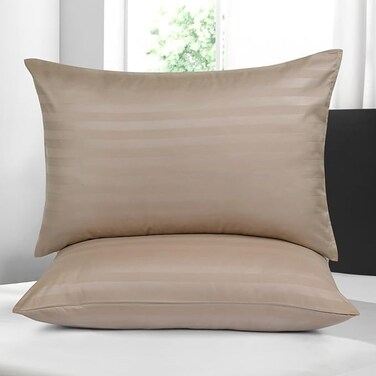 INFINI HOMES Standard Soft 100% Cotton 250TC Striped Pillow Cover for Home &amp; Hotel (50 X 75, Pack of 2, Cream)