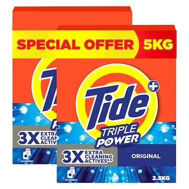 Tide Triple Power Detergent Powder, Original, 5kg