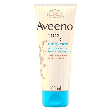 Aveeno Baby Daily Care Nappy Cream with Oat Extract and Zinc Oxide for Sensitive Skin, Unscented, 100ml