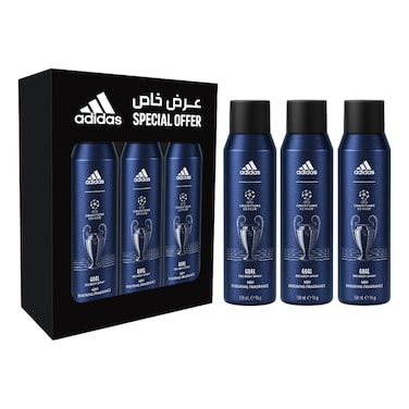 أديداس بخاخ مزيل عرق للجسم دوري أبطال أوروبا UEFA 11 Goal حزمة من 3 × 150 ملل