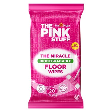Star Drops The Pink Stuff The Miracle Biodegradable Floor Wipes, Pink, Fresh Fruity Scent, 20 Wipes