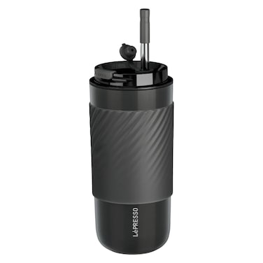 LePresso Coffee Mug with Sleeve and Straw, Grey, 520 ml