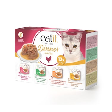 Catit Chicken Dinner Wet Cat Food 12x75g Multipack
