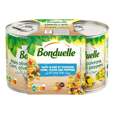 Bonduelle Corn, Olives and Peppers Can, 165g Pack of 2