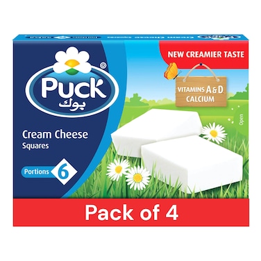 Puck Cream Cheese Squares Portions, 108g Pack of 4