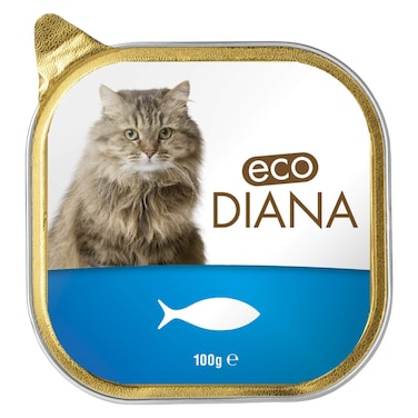 إيكو ديانا طعام قطط قطع وباتيه مع سمك علبة ألومنيوم 100 غرام