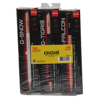 Gigis Mix 3 HB Pencils Combo, 36 PCS
