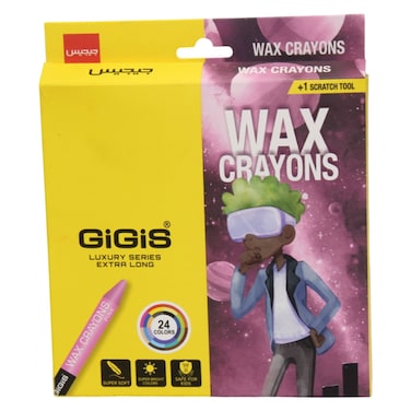 Gigis Wax Crayons, 24 PCS + Scratch Tool, 1 PCS