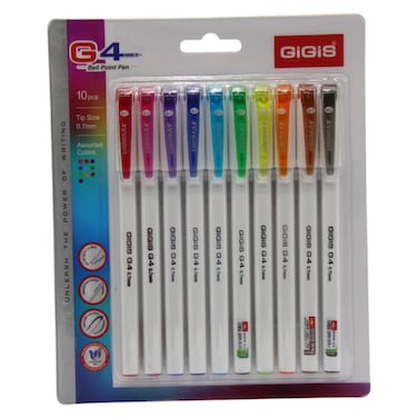 Gigis G4 Colour Ball Point Pen, Assorted, 10 PCS