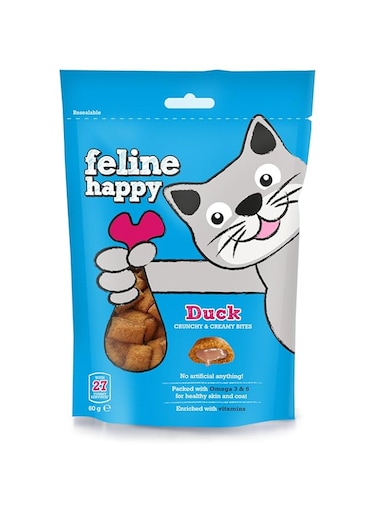 M &amp; C Feline Happy Duck Bites Cat Treats 60g