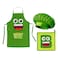 Bright Bites Kids Apron, Chef Hat and Mitt Set, Green, Mini