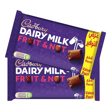 Cadbury Dairy Milk Fruit and Nut Milk Chocolate Bar, 32g Pack of 2