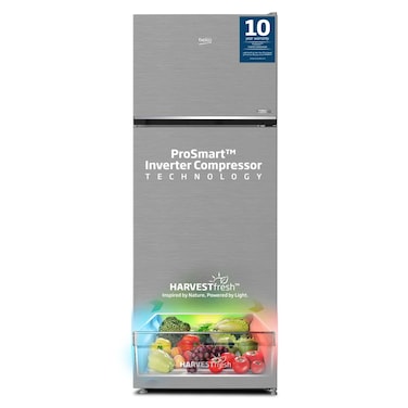 Beko Refrigerator 455 Litres Gross(406 Net) Capacity,Top Mount, No Frost,Low Noise,10 Years Warranty on ProSmart Inverter Compressor,RDNG455S(Silver)