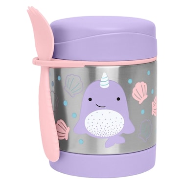 سكيب هوب زو جرة الطعام المطبوعة بنمط وحيد القرن  مع ملعقة