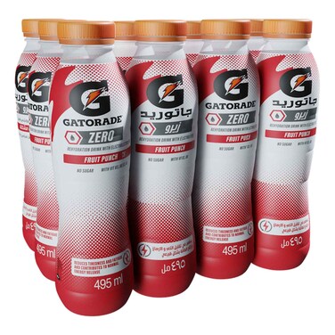 Gatorade Fruit Punch Zero Drink, 495ml Pack of 12